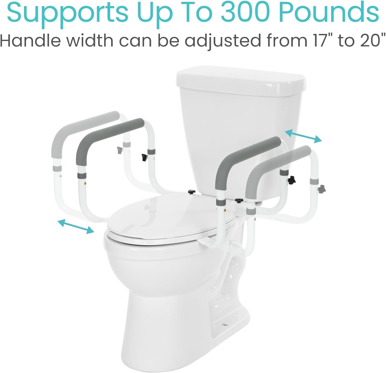 Vive Toilet Safety Rail - Adjustable Grab Bar - Compact Support Frame with Handrail for Bathroom Toilet Seat - Easy Installation for Handicap Senior Bariatrics, Elderly Balance - Padded Hand Armrest