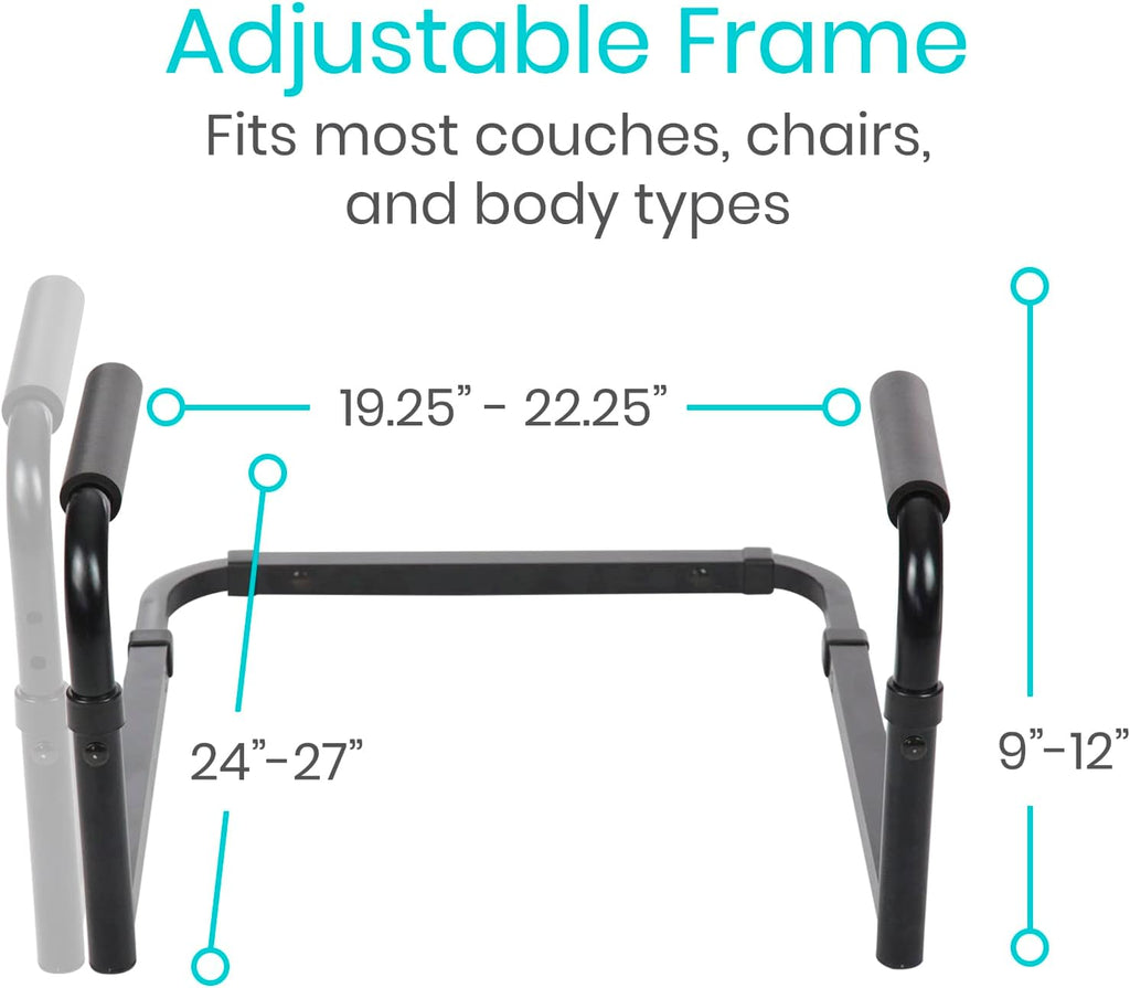 Vive Stand Assist - Mobility Standing Aid Rail for Couch, Chair - Assistance Handle for Patients, Elderly, Seniors and Disabled - Safety Grab Bar for Sitting, Sofa, Home - Adjustable, Portable Device