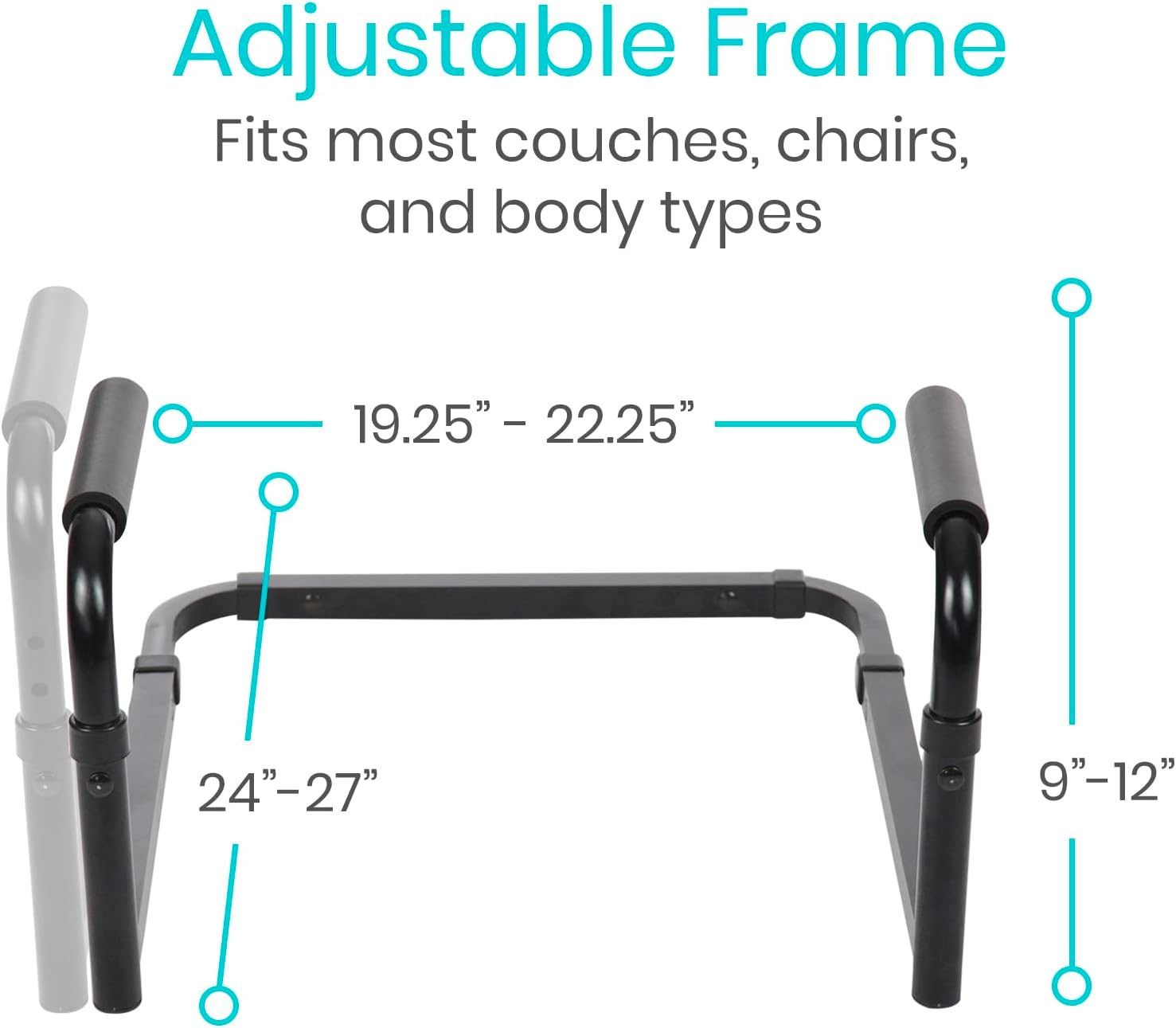 Vive Stand Assist - Mobility Standing Aid Rail for Couch, Chair - Assistance Handle for Patients, Elderly, Seniors and Disabled - Safety Grab Bar for Sitting, Sofa, Home - Adjustable, Portable Device