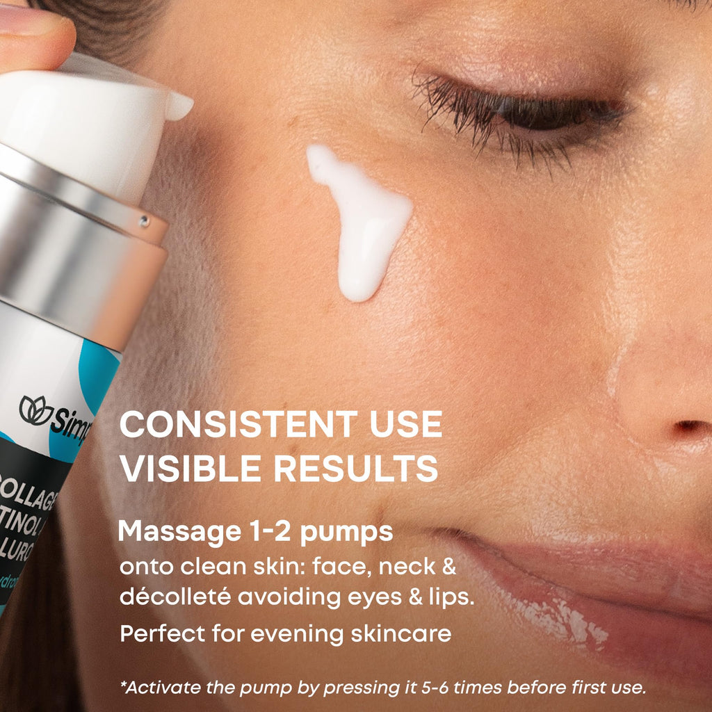 SimplyVital Collagen, Retinol & Hyaluronic Acid Cream - Anti-Aging Face Moisturizer for Face, Firming Skin Care Neck & Décolleté - Made in USA, Daily Moisturizer Face Cream Day & Night - 1.7 fl.oz.