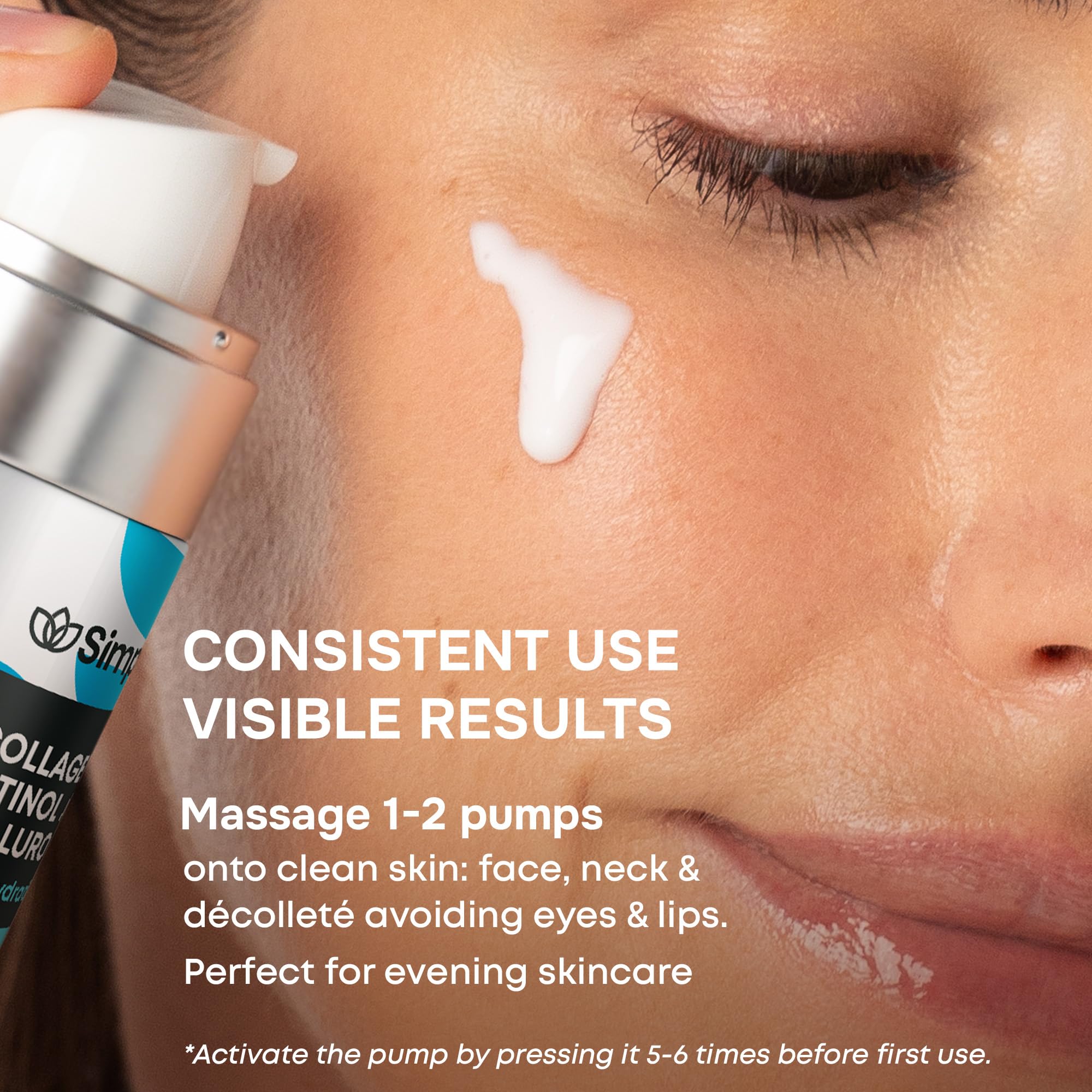 SimplyVital Collagen, Retinol & Hyaluronic Acid Cream - Anti-Aging Face Moisturizer for Face, Firming Skin Care Neck & Décolleté - Made in USA, Daily Moisturizer Face Cream Day & Night - 1.7 fl.oz.