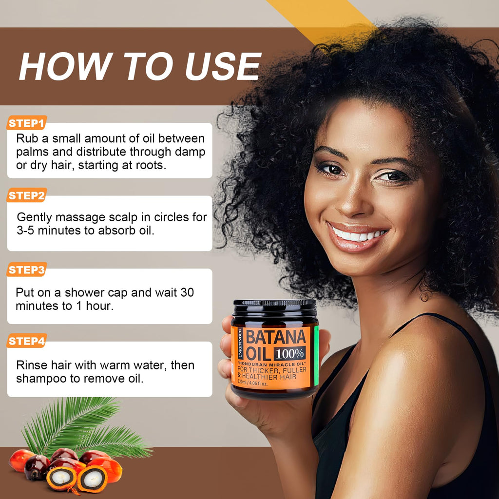 Batana Oil for Hair Growth Dr Sebi, 100% Raw Organic Batana Hair Mask from Honduras, Wild Growth Hair Oil, Scalp Oil Promotes Hair Thickness, Prevents Loss for Men & Women, 2 fl oz