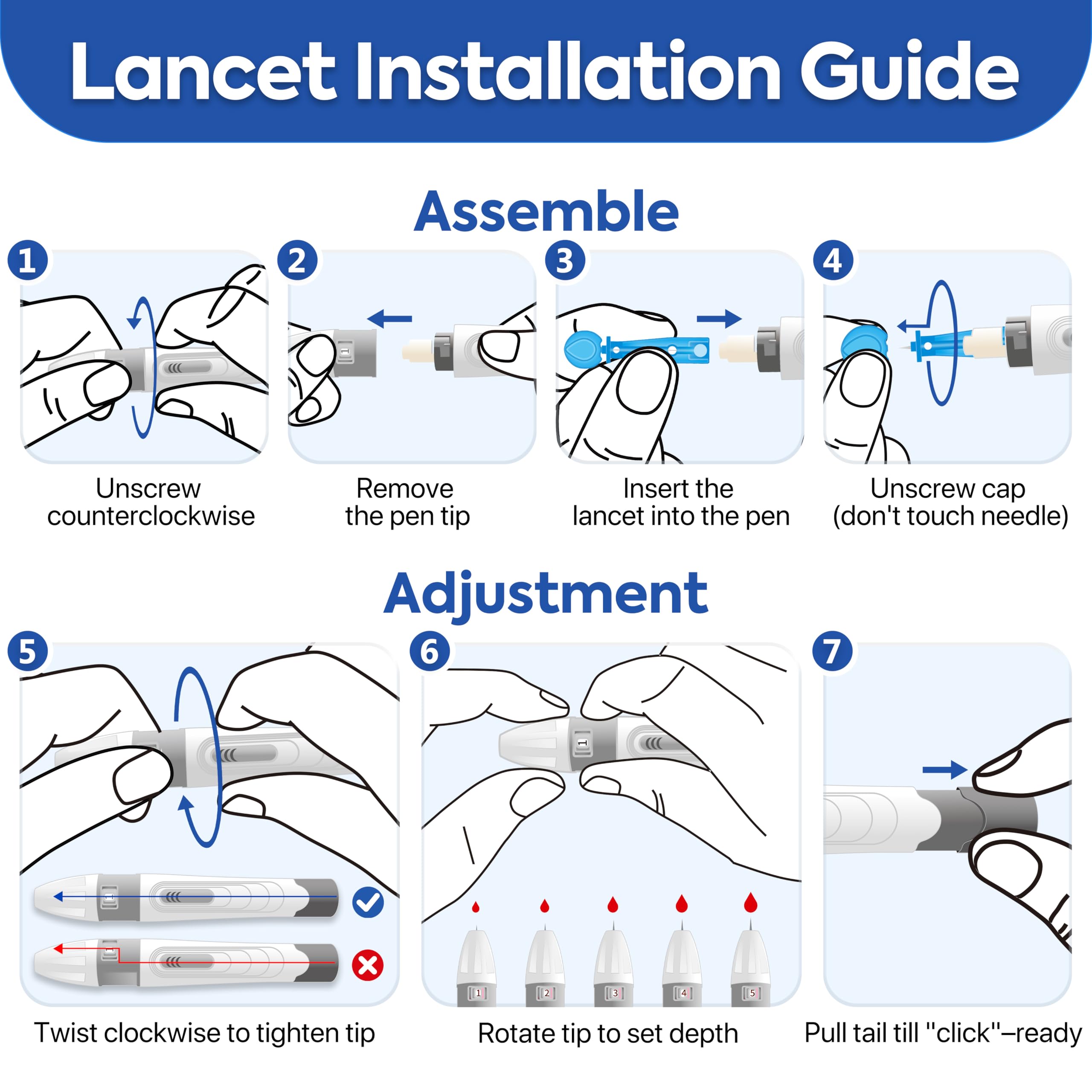 G-425-1 Blood Glucose Monitor Kit, 100 Test Strips &100 Lancets, 1 Control Solution, 1 Blood Sugar Monitor, 1 Lancing Device, Diabetes Testing Kit, No Coding, Large Display, Glucometer for Home Use